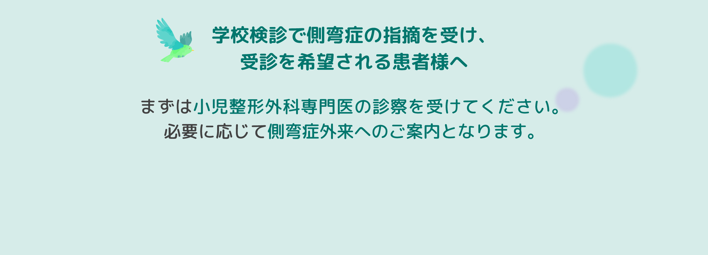 学校検診で側弯症の指摘を受け、受診を希望される患者様へ